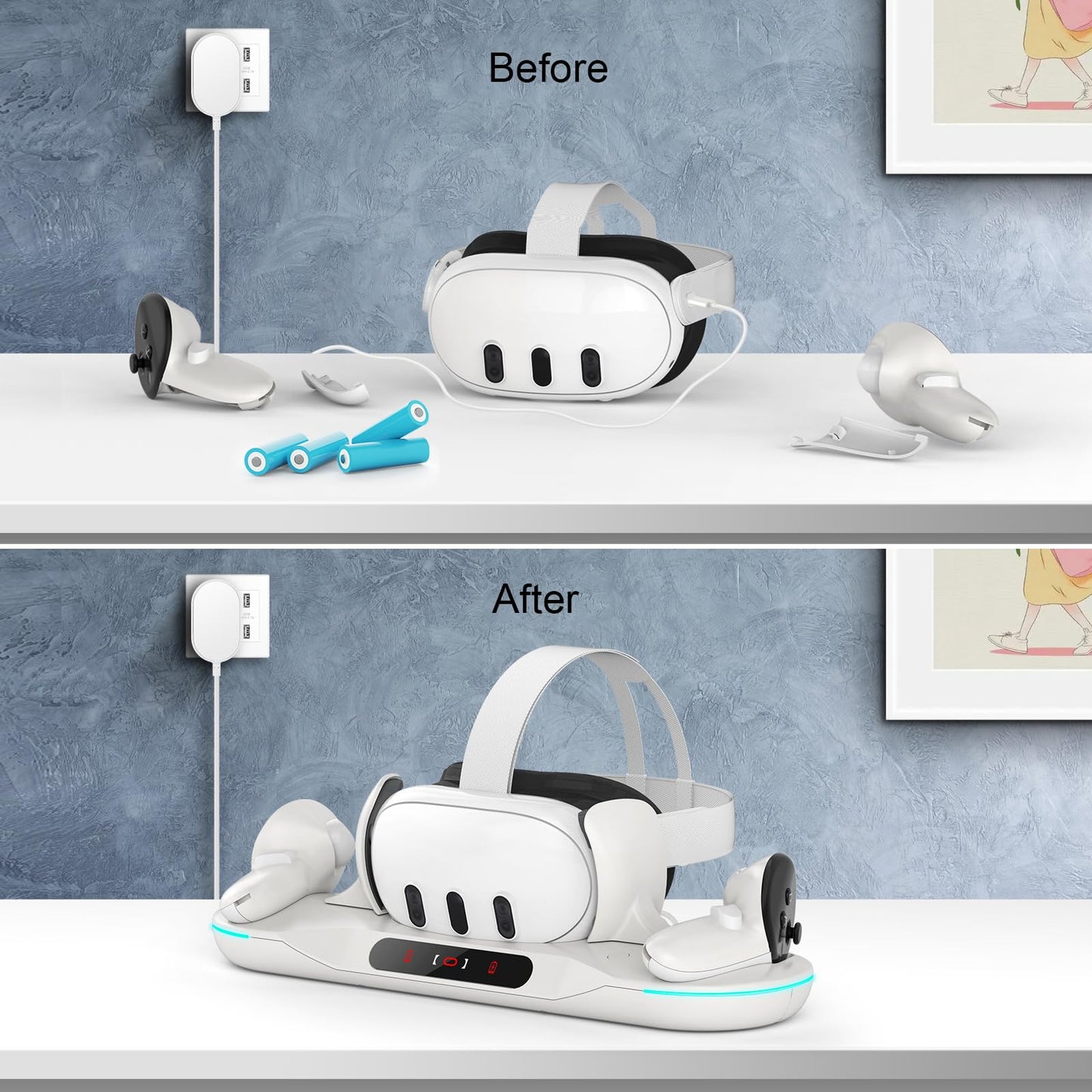 Auto-Clamping Charging Dock for Meta Quest 3 & 3S