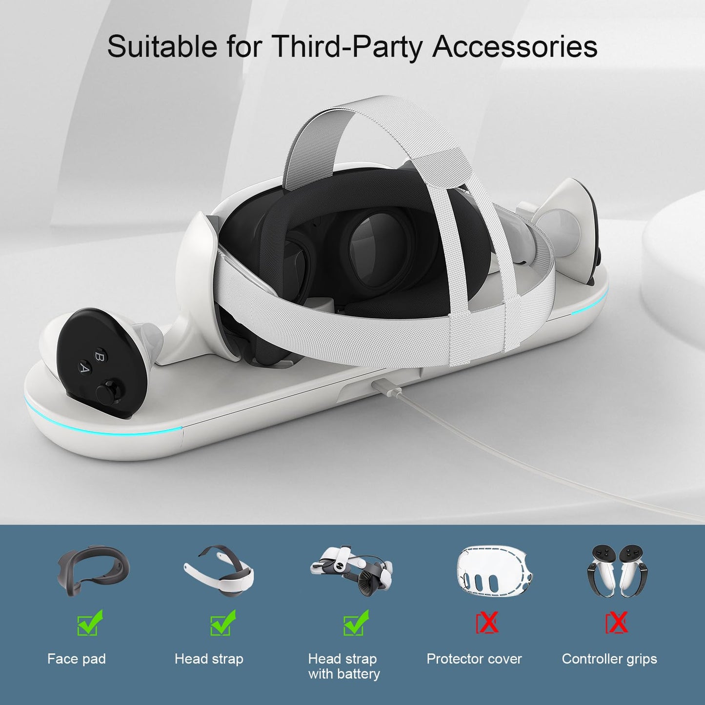 Auto-Clamping Charging Dock for Meta Quest 3 & 3S